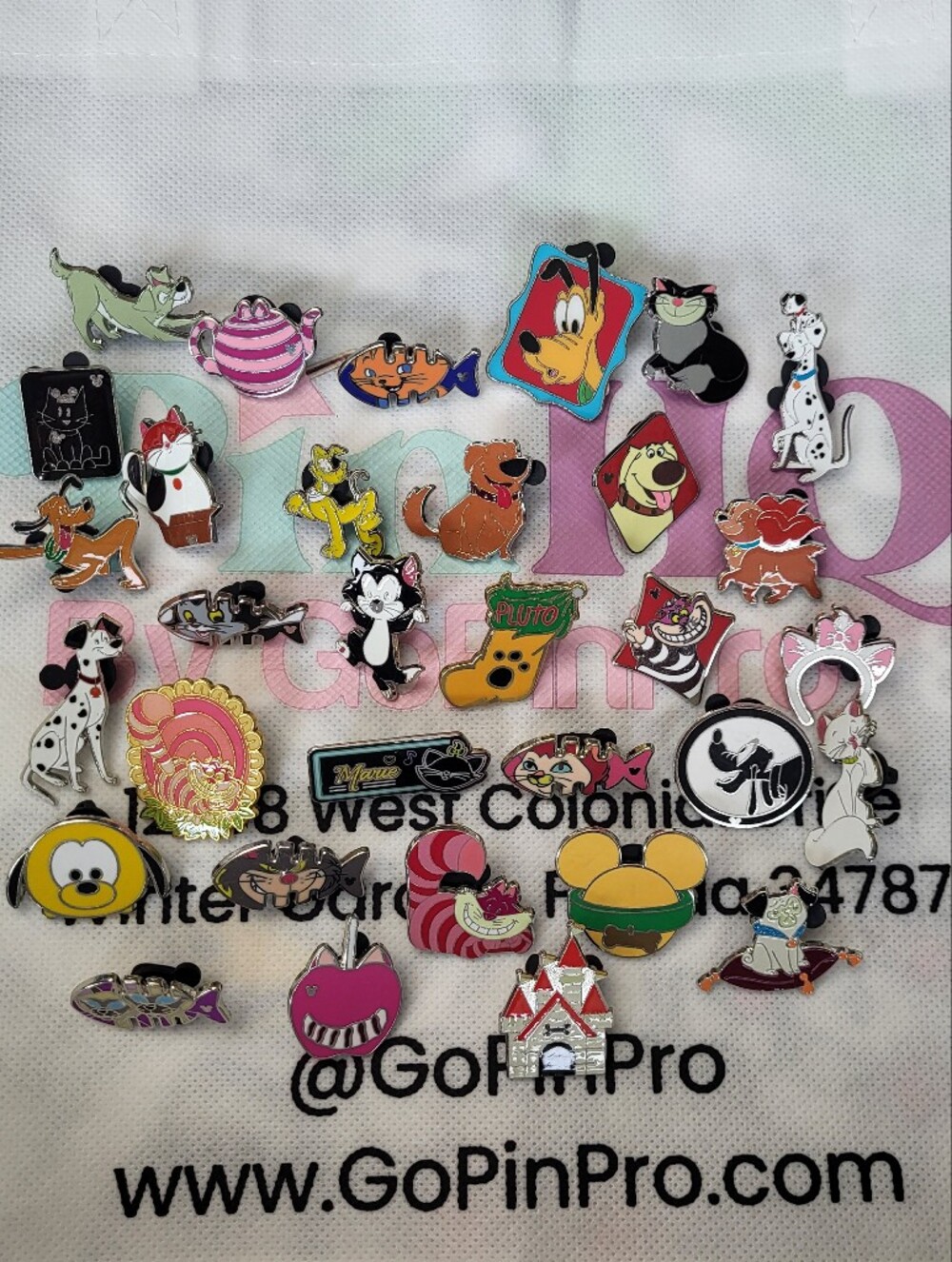 Disney Cats & Dogs Trading Pins Collection, Cheshire Cat/Lady/Tramp/Pluto/Marie